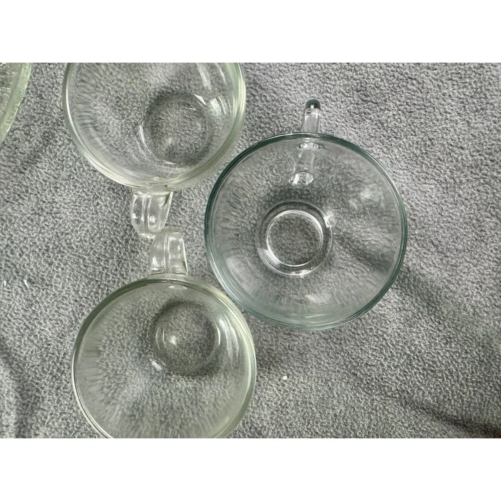 Vintage Sunburst Snack Set Sparkling Crystal Glass 4 Plates 4‎ Cups Original Box